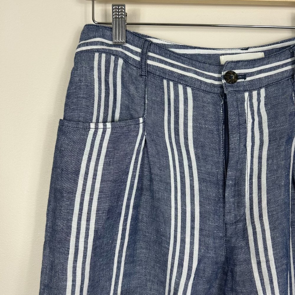 Anthropologie Beachy Striped Wide Leg Linen Blend Size 8 - Picture 5 of 7
